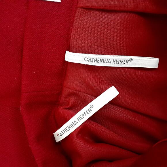 Vintage Catherina Hepfer Red Wool Midi Pencil Skirt Size D36 F 38 GB 10 - Picture 6 of 6